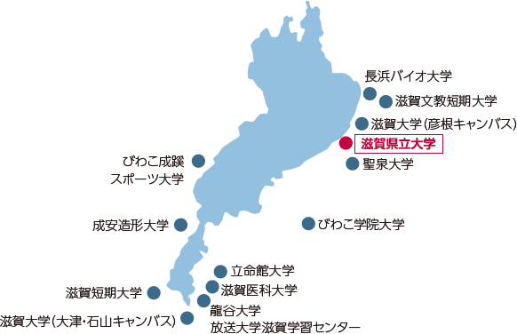 滋賀県の大学分布図