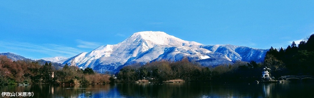 三島池側から望む冬の伊吹山