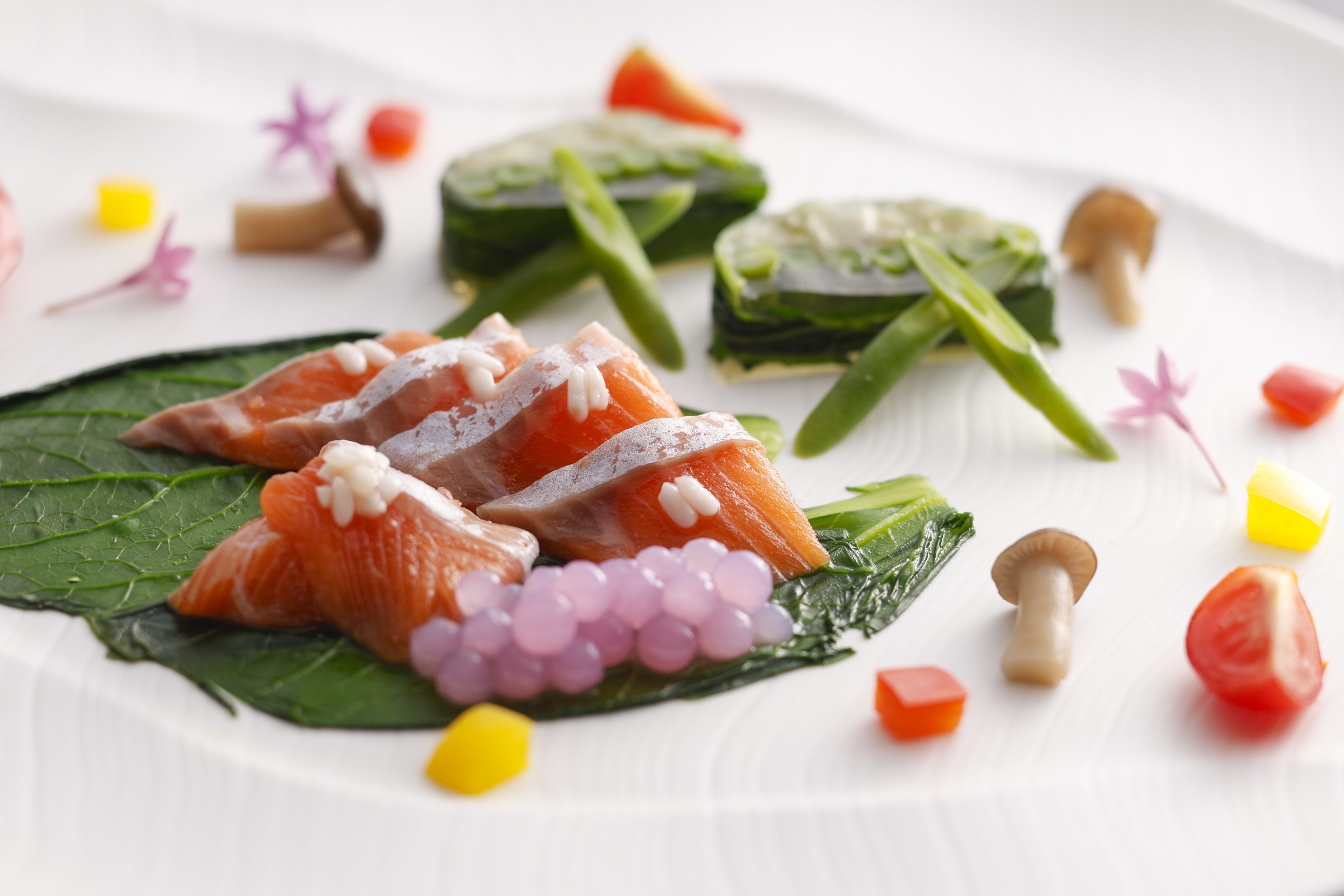 ビワマスの塩麹漬け 近江野菜を添えての画像、
蒼の湖邸 BIWAFRONT HIKONEホームページへのリンク