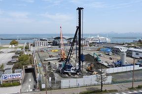 令和7年4月17日（金）の新しい琵琶湖文化館建設地の様子。