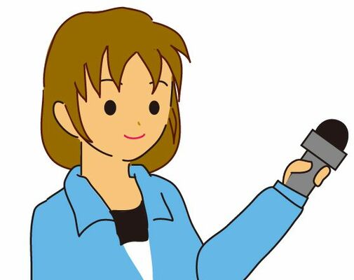 インタビューする女性