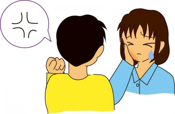 男性から女性への身体的暴力のイラスト