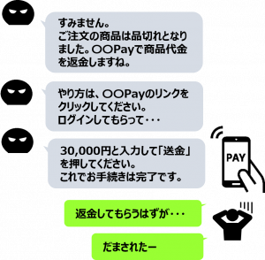 偽ショッピングサイト詐欺新手口流れ