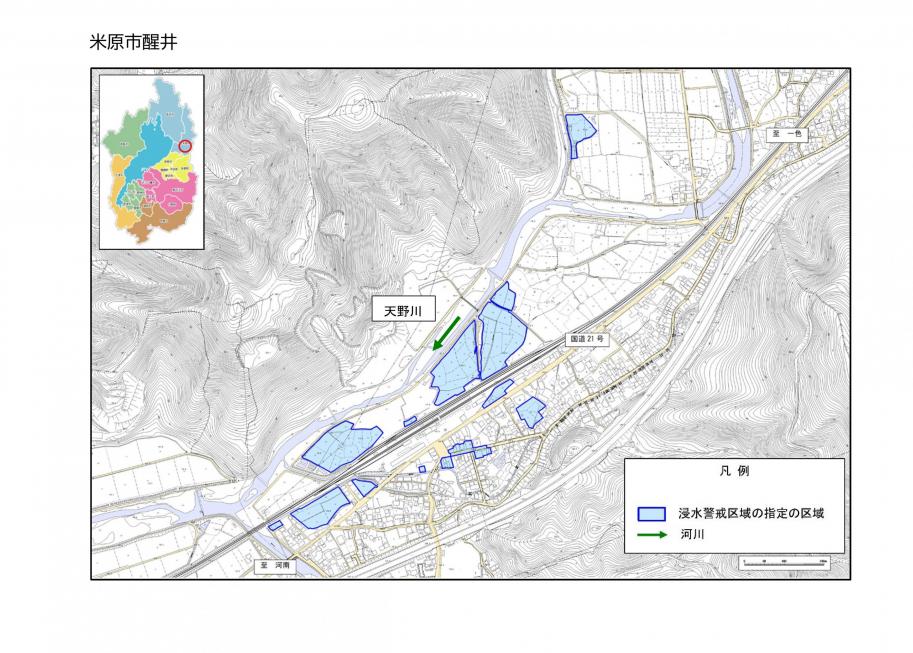 米原市醒井区域図