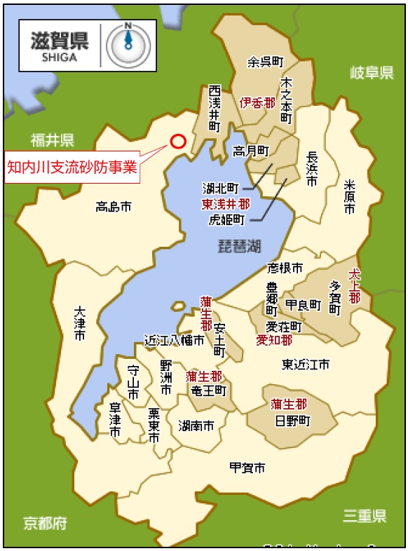 知内川支流の位置図
