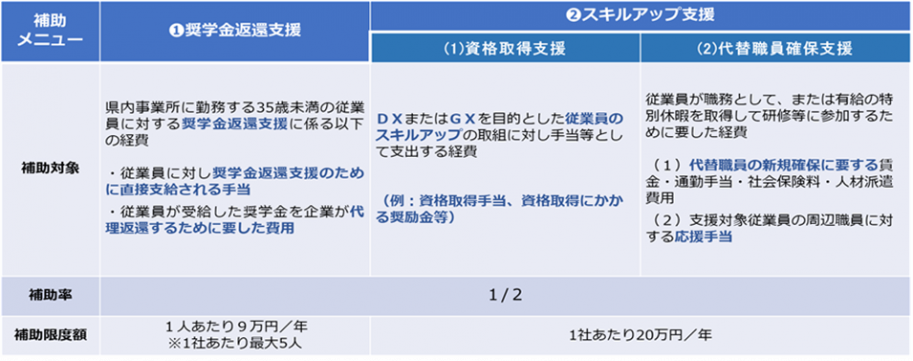 若年層等確保・定着支援事業対象経費一覧