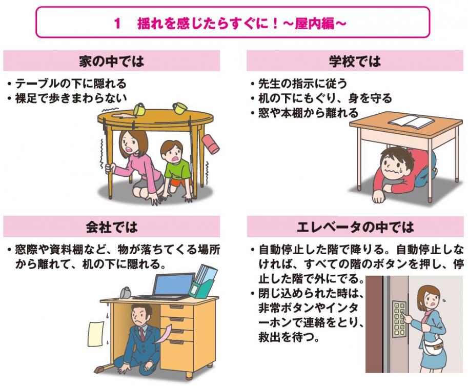 揺れを感じたらすぐに（屋内編）