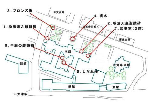 県庁舎配置図（見所）