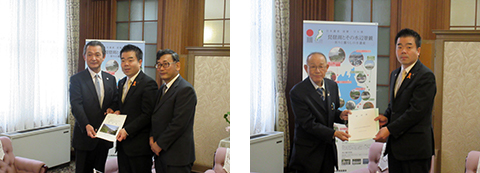 ダム・発電関係市町滋賀県連絡協議会、（公財）滋賀県身体障害者福祉協会の皆様から要望を受ける様子